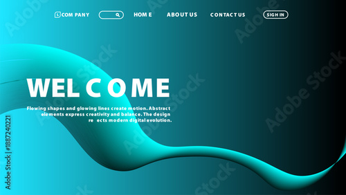Minimal dark welcome page background with flowing wave gradient