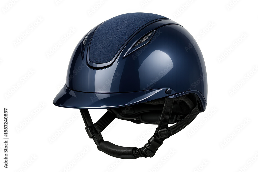 Obraz premium Navy blue equestrian helmet providing safety and head protection for horse riding sports and activities