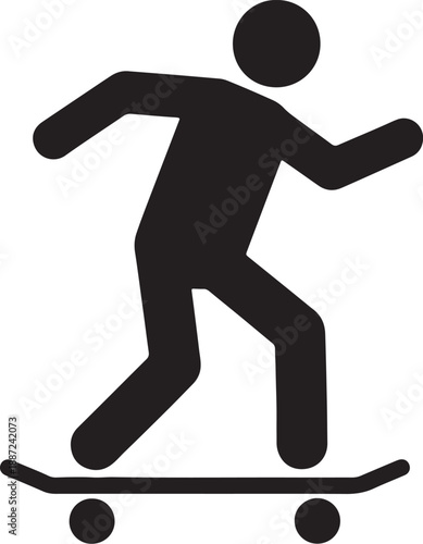 Black Silhouette of a Person Skateboarding on a Skateboard also transparent background