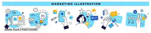 Set Illustration Marketing modern