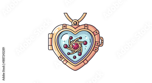 Ornate golden heart-shaped locket with a mysterious inner mechanism.