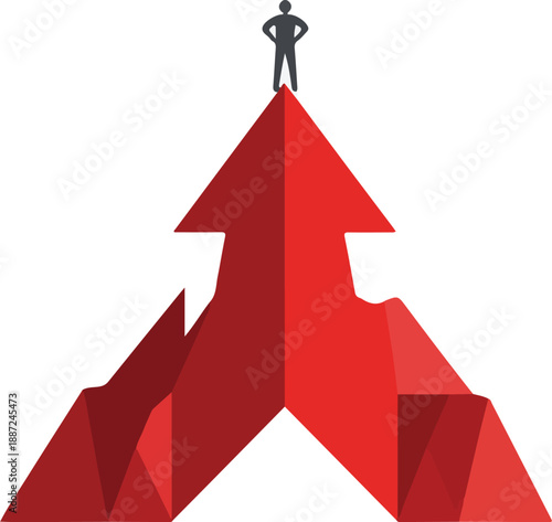 Red arrow pointing upward on white background symbolizing growth and success