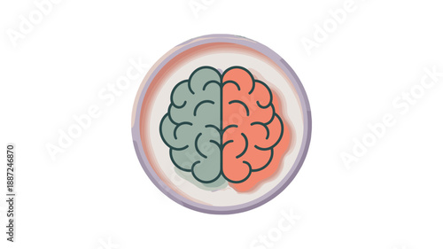 Brain icon in a circle, depicting the concept of human mind.