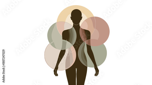 An illustration of the human body, encircled by intersecting rings.