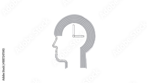 A conceptual image of a person's head with a clock inside.
