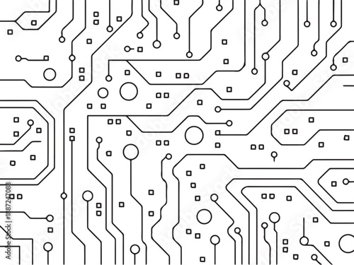 Circuit board lines in black and white close up. Perfect for technology and design projects.