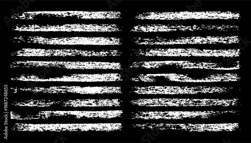 Long grunge brush strokes, lines, ink smudges, hand-drawn scribble shapes. Handmade sketchy marks, stains, charcoal streaks. Paint textures, dry brush effect. Marker underline. Vector illustration