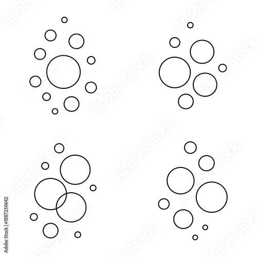 Blue soap bubbles composition. Flat vector water bubbles for hygiene, cleaning and freshness concepts