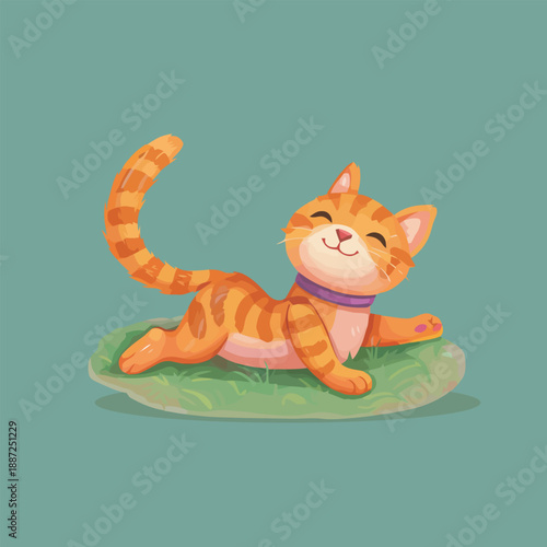 Orange Cat Sitting and Smiling Cheerfully
