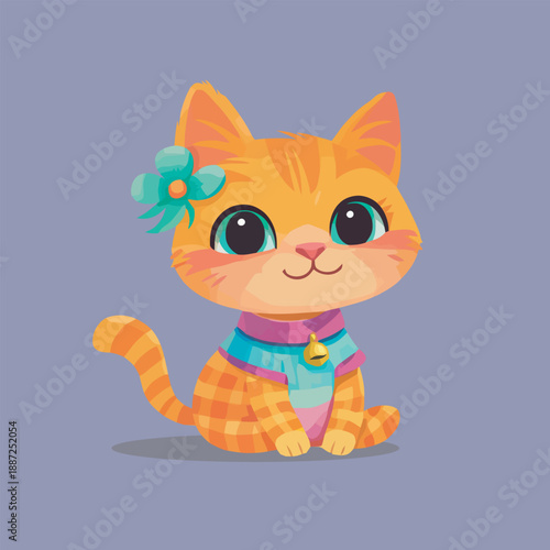 Cute orange tabby cat with big sparkly eyes and pink nose
