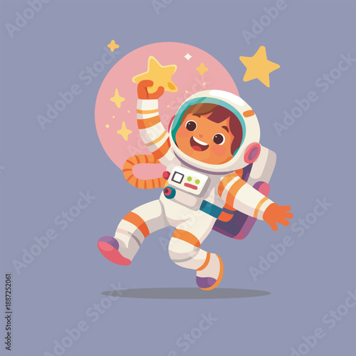 Child in astronaut suit, space exploration