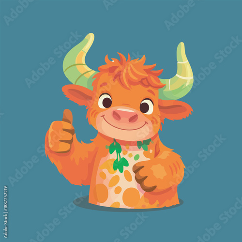  bull with horns standing cartoon