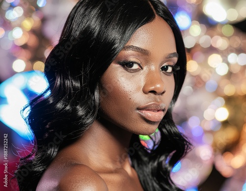 An abstract 3D portrait of a woman emerging from a kaleidoscope of light, water, and crystal textures, her hair flowing like liquid emotions, surrounded by tactile, larger-than-life surreal elements