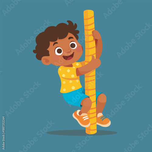  happy boy jumping with arms up cartoon