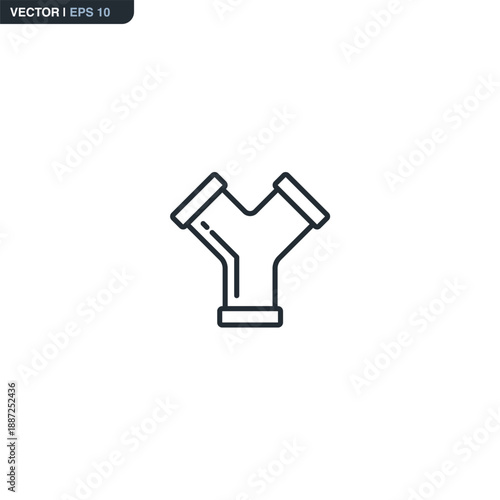 Tee fitting pipe, linear style sign for mobile concept and web design