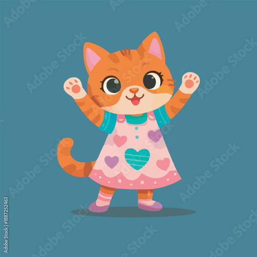  calico cat sitting smiling cartoon