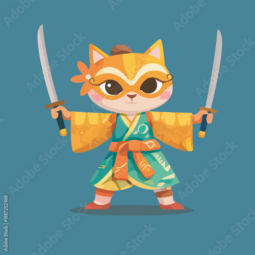  fox warrior with sword angry cartoon