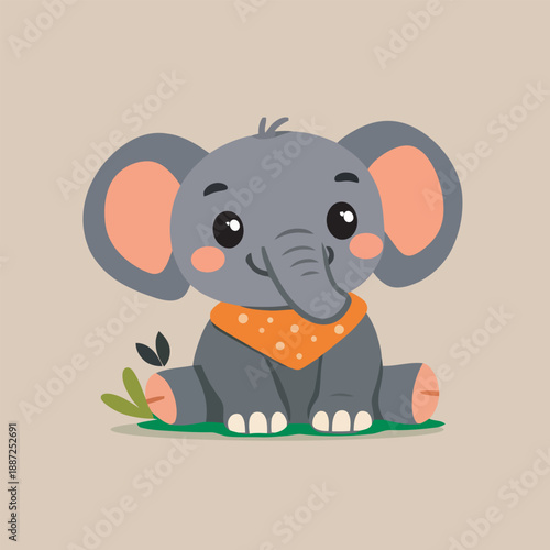  gray elephant smiling standing cartoon