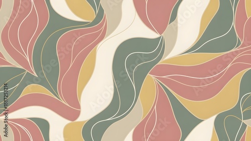 Abstract floral pattern with soft colors and flowing lines for design projects