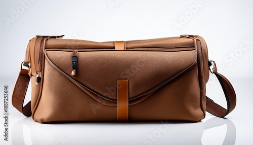 Brown leather travel duffle bag