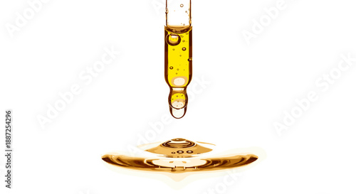 Oil droplets falling from a pipette into a small pool of liquid, creating a ripple effect from a top-down viewpoint