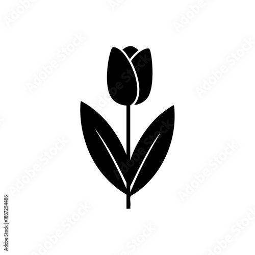 Tulip flower silhouette vector icon illustration on white background 