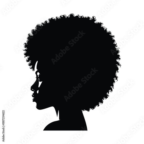African american woman with afro profile silhouette