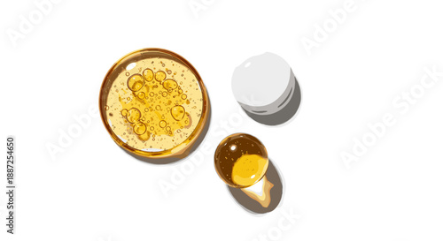 A bowl of hummus with a spoon and a small bowl of spices on the side, viewed from above