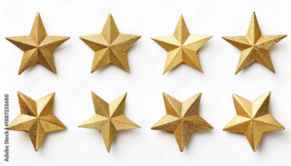 Obraz premium Gold glitter stars on white background