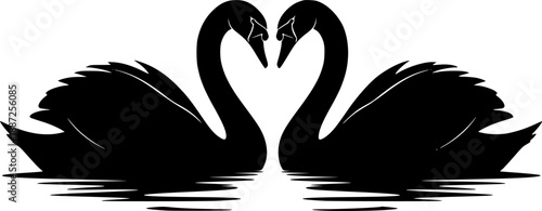 Graceful Swan Heart Love Silhouette
