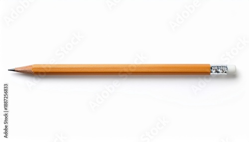 Wooden pencil with eraser on white background