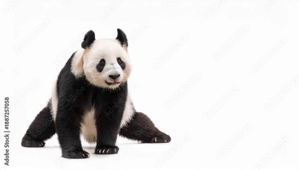 Fototapeta premium Panda cub on white background