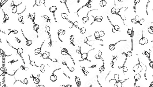 Abstract Sprouts Pattern - A Minimalist and Organic Design.