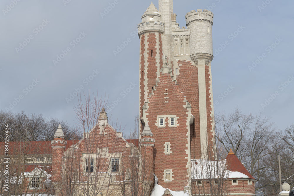 Naklejka premium Casa Loma Carriage House & Stables, built 1906–1907 for Sir Henry Pellatt, designed by E.J. Lennox in Gothic Revival style, located at 330 Walmer Rd, Toronto