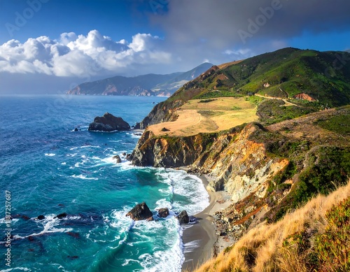 Scenic California Coastline - A Breathtaking View of Big Sur.