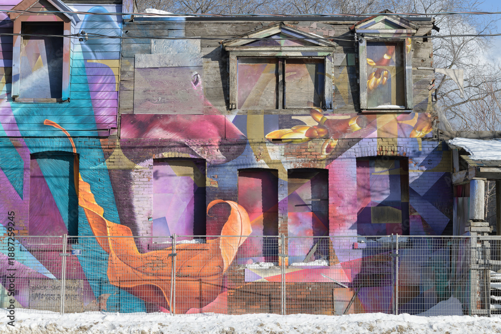 Naklejka premium dilapidated houses at 35-49 Broadview Av, Toronto