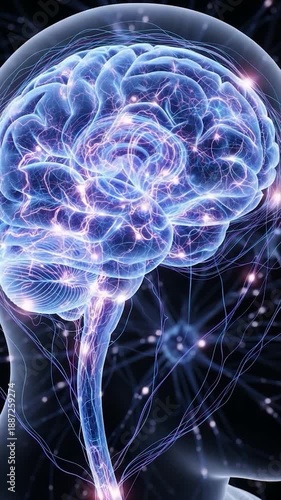 Digital Illustration Of Human Brain Neural Network