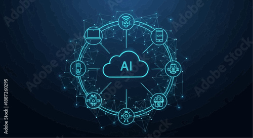 Ai cloud network connections technology background illustration