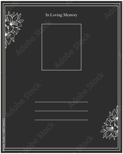 Funeral invitation card. Grey funeral card with line for text and church cross.