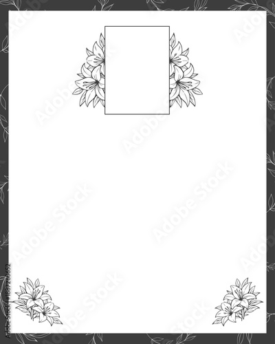 Funeral invitation card. Beige funeral card with line for text and church cross. Frame for photo.