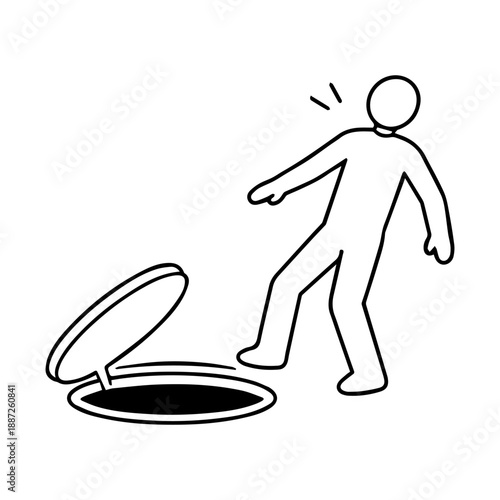 man next to an open hatch vector line icon on a white background.
Vector line icon on a white background