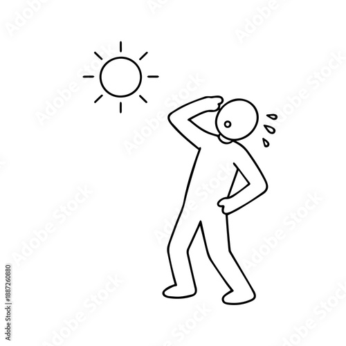 man under the scorching sun vector line icon on a white background.
Vector line icon on a white background