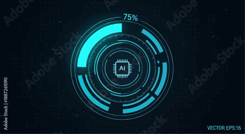 Futuristic ai technology interface with blue progress bar on dark