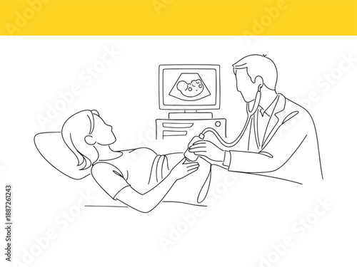 doctor performing ultrasound on pregnant woman