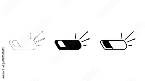 Eraser and Correction Icon : Rubber Eraser Symbols for Stationery, Drawing, Editing, Delete Action, and School Supplies in Multiple Styles