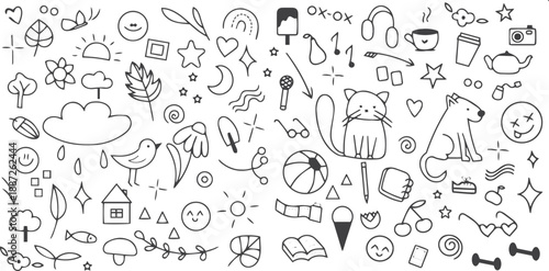 A collection of drawings including one that says