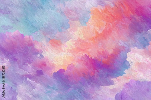 A painterly sky with swirling hues of pastel pink, purple, and blue