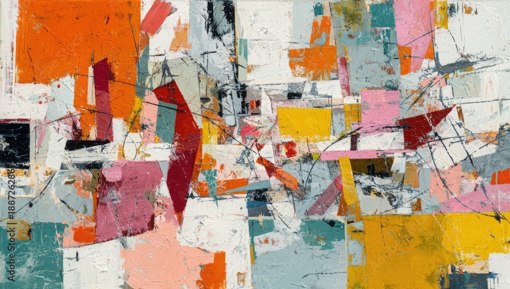 Fototapeta premium Vibrant abstract composition with bold geometric shapes and energetic brushstrokes (1)
