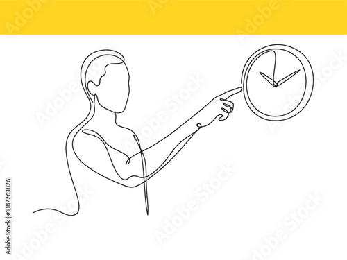 woman pointing at clock