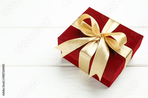 Wallpaper Mural Beautiful velvet gift box on white wooden background, closeup and space for text. Valentine's Day Torontodigital.ca